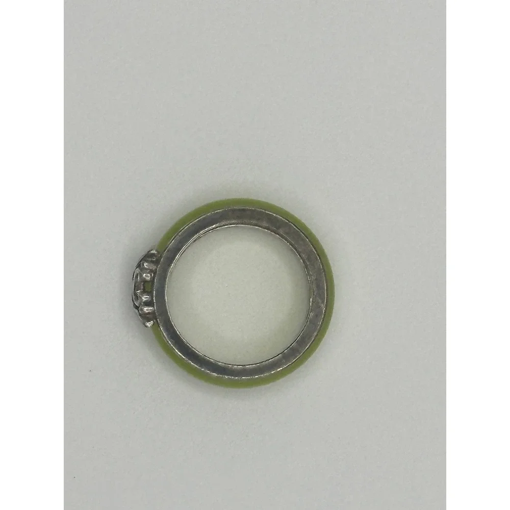 Set of 3 Resin and Silver Tone Stackable Rings Pink Blue Lime Green Size 6.0